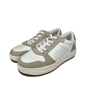 American Eagle Women's Casual Sneakers Shoes Size 8.5 White Tan Neutral Low Top